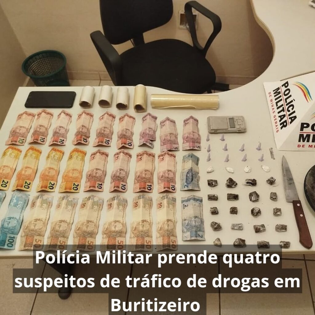 Polícia Militar prende quatro suspeitos de tráfico de drogas em Buritizeiro Polícia Militar prende quatro suspeitos de tráfico de drogas em Buritizeiro