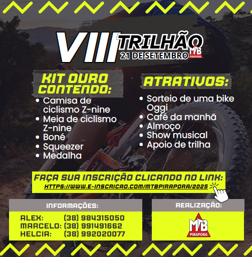Inscrições abertas para VIII Trilhão de Mountain Bike de Pirapora